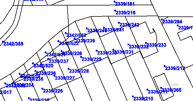 Parcela st. 2339/230 v KÚ Stodůlky, Katastrální mapa