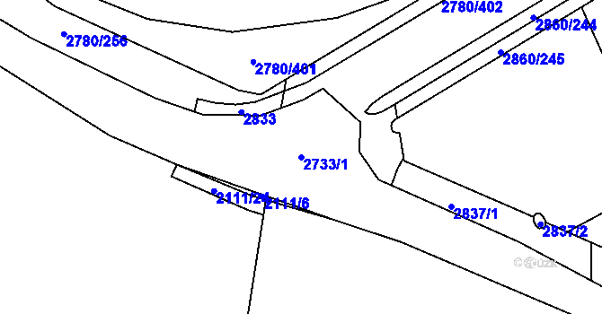Parcela st. 2733/1 v KÚ Stodůlky, Katastrální mapa