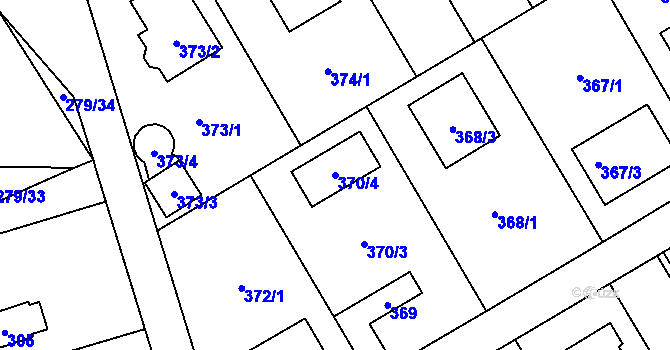 Parcela st. 370/4 v KÚ Stodůlky, Katastrální mapa