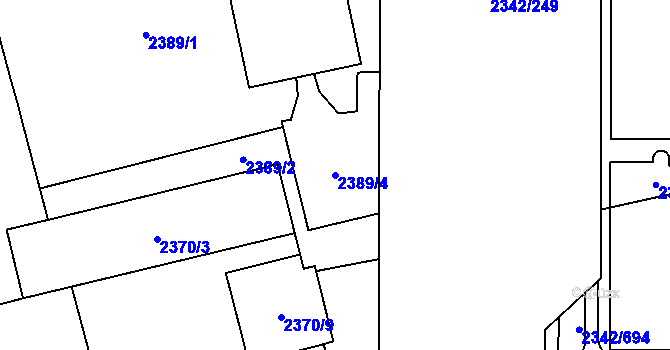 Parcela st. 2389/4 v KÚ Stodůlky, Katastrální mapa