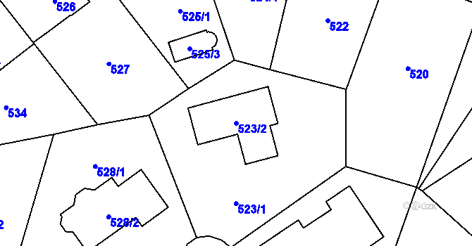 Parcela st. 523/2 v KÚ Stodůlky, Katastrální mapa