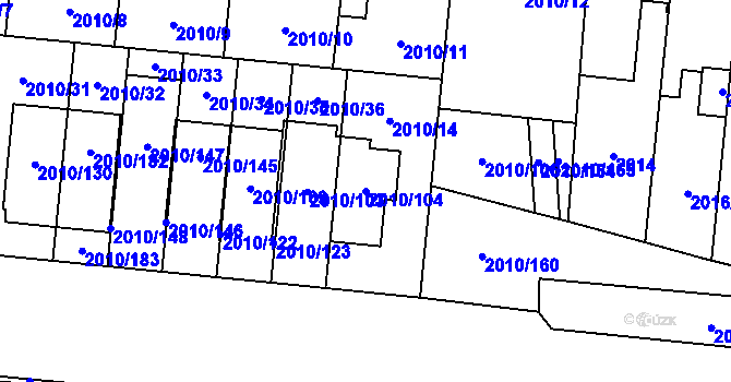 Parcela st. 2010/104 v KÚ Stodůlky, Katastrální mapa