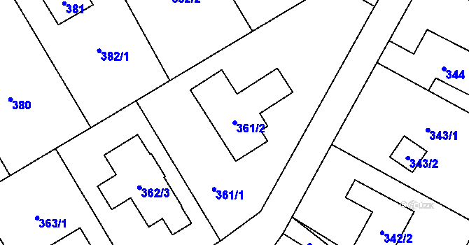 Parcela st. 361/2 v KÚ Stodůlky, Katastrální mapa