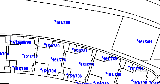 Parcela st. 151/360 v KÚ Stodůlky, Katastrální mapa