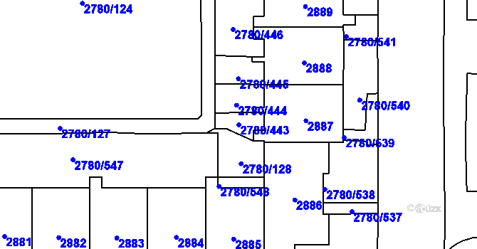 Parcela st. 2780/443 v KÚ Stodůlky, Katastrální mapa