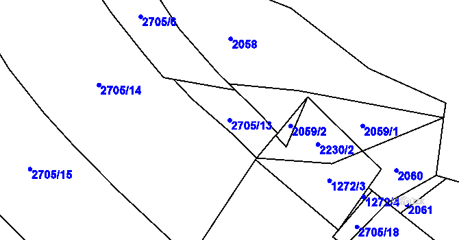 Parcela st. 2705/13 v KÚ Stodůlky, Katastrální mapa