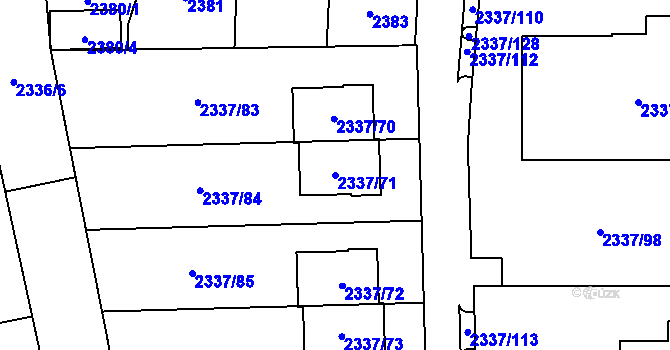 Parcela st. 2337/71 v KÚ Stodůlky, Katastrální mapa