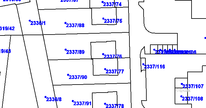 Parcela st. 2337/76 v KÚ Stodůlky, Katastrální mapa