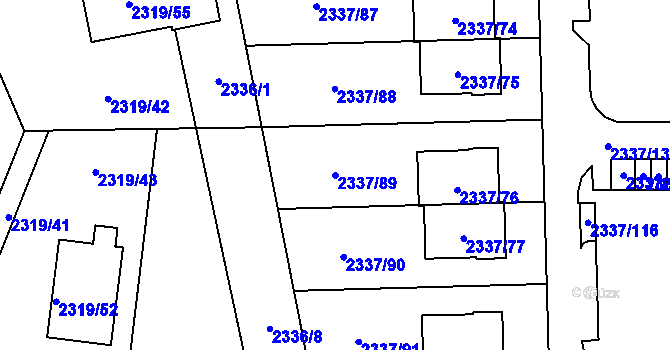 Parcela st. 2337/89 v KÚ Stodůlky, Katastrální mapa