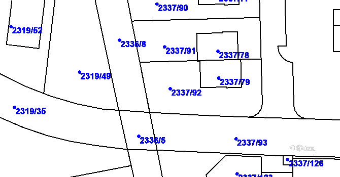 Parcela st. 2337/92 v KÚ Stodůlky, Katastrální mapa