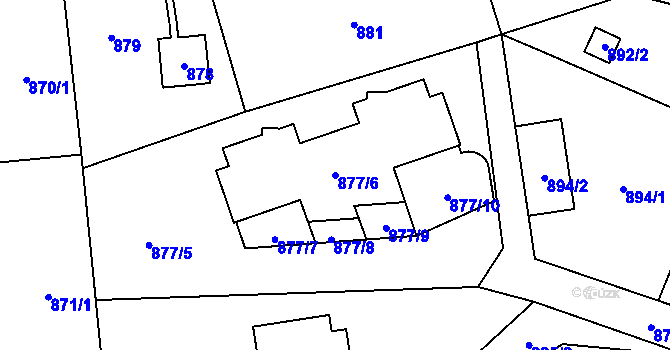 Parcela st. 877/6 v KÚ Stodůlky, Katastrální mapa