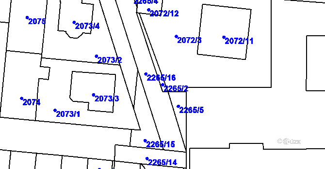 Parcela st. 2265/2 v KÚ Stodůlky, Katastrální mapa