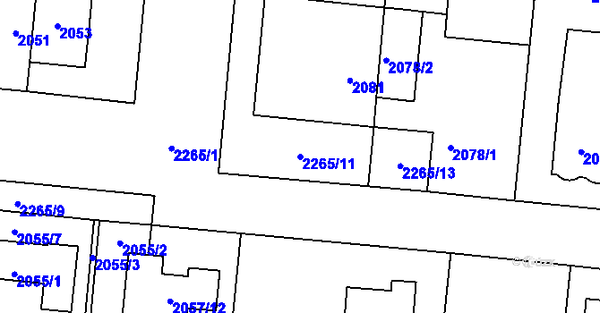 Parcela st. 2265/11 v KÚ Stodůlky, Katastrální mapa