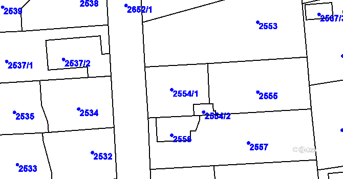 Parcela st. 2554/1 v KÚ Stodůlky, Katastrální mapa