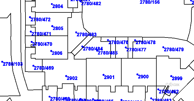 Parcela st. 2780/485 v KÚ Stodůlky, Katastrální mapa