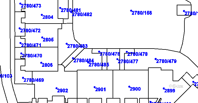 Parcela st. 2780/476 v KÚ Stodůlky, Katastrální mapa