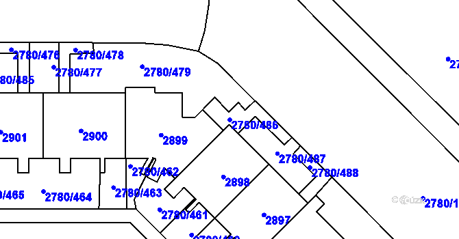 Parcela st. 2780/486 v KÚ Stodůlky, Katastrální mapa