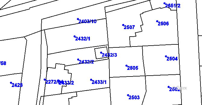 Parcela st. 2432/3 v KÚ Stodůlky, Katastrální mapa