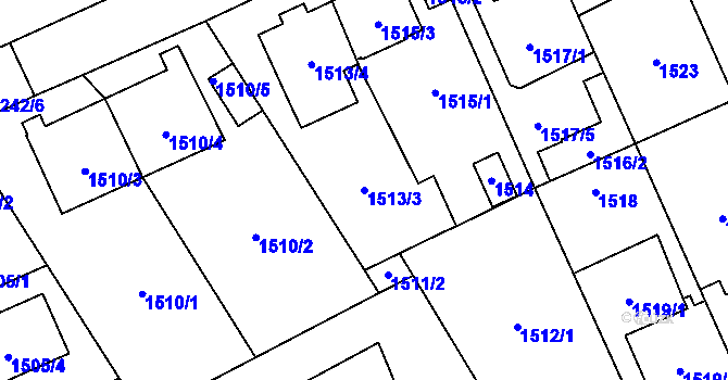 Parcela st. 1513/3 v KÚ Stodůlky, Katastrální mapa