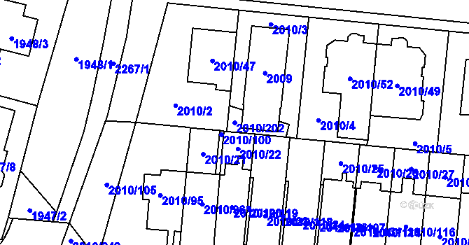 Parcela st. 2010/202 v KÚ Stodůlky, Katastrální mapa