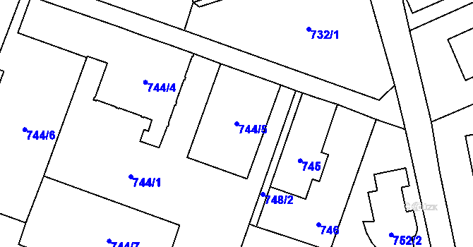 Parcela st. 744/5 v KÚ Stodůlky, Katastrální mapa