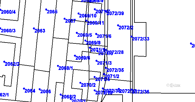 Parcela st. 2071/5 v KÚ Stodůlky, Katastrální mapa