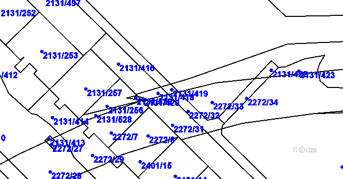 Parcela st. 2131/419 v KÚ Stodůlky, Katastrální mapa