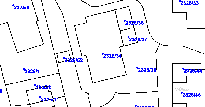 Parcela st. 2326/34 v KÚ Stodůlky, Katastrální mapa