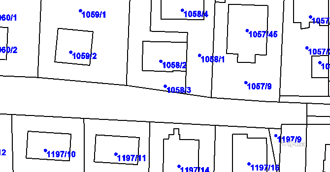 Parcela st. 1058/3 v KÚ Stodůlky, Katastrální mapa