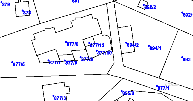 Parcela st. 877/10 v KÚ Stodůlky, Katastrální mapa