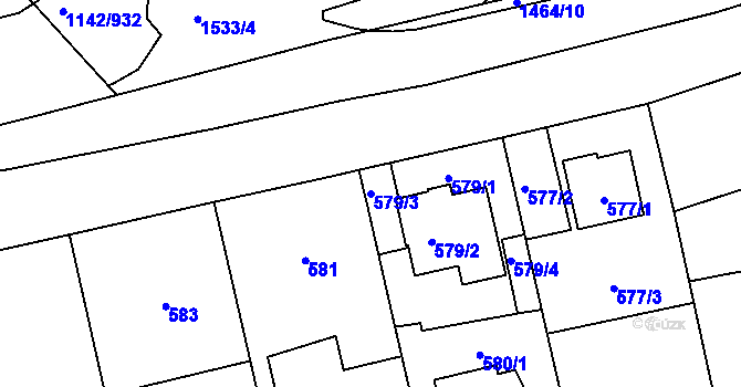 Parcela st. 579/3 v KÚ Stodůlky, Katastrální mapa