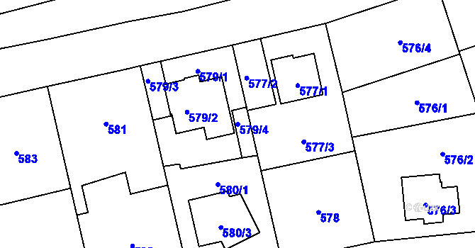 Parcela st. 579/4 v KÚ Stodůlky, Katastrální mapa