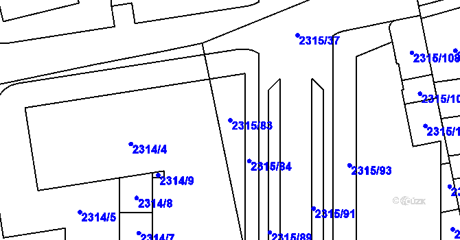 Parcela st. 2315/83 v KÚ Stodůlky, Katastrální mapa