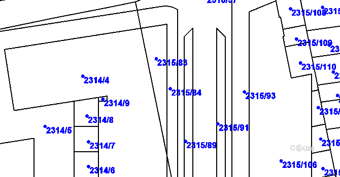 Parcela st. 2315/84 v KÚ Stodůlky, Katastrální mapa