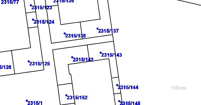Parcela st. 2315/143 v KÚ Stodůlky, Katastrální mapa