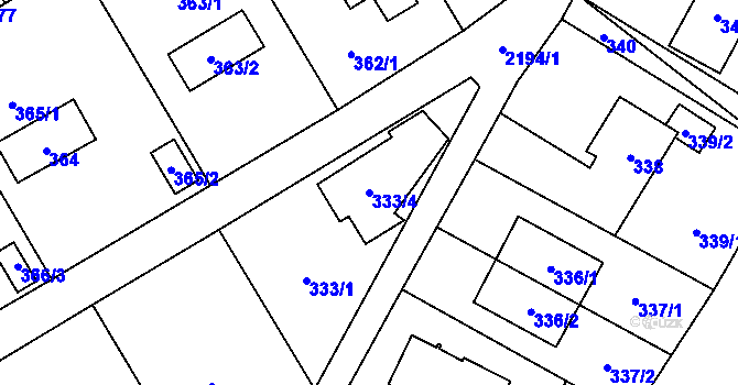 Parcela st. 333/4 v KÚ Stodůlky, Katastrální mapa
