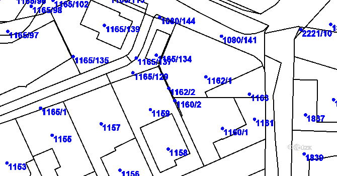 Parcela st. 1162/2 v KÚ Stodůlky, Katastrální mapa
