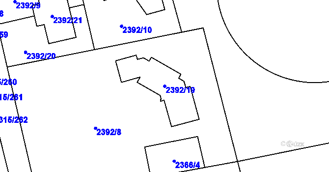 Parcela st. 2392/19 v KÚ Stodůlky, Katastrální mapa