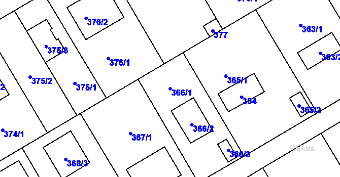 Parcela st. 366/1 v KÚ Stodůlky, Katastrální mapa
