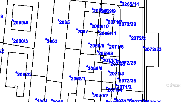 Parcela st. 2069/8 v KÚ Stodůlky, Katastrální mapa