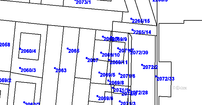 Parcela st. 2069/10 v KÚ Stodůlky, Katastrální mapa