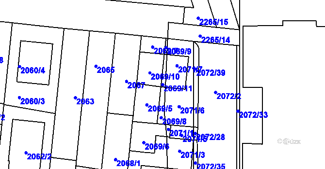 Parcela st. 2069/11 v KÚ Stodůlky, Katastrální mapa
