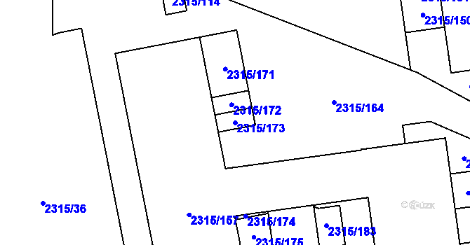 Parcela st. 2315/173 v KÚ Stodůlky, Katastrální mapa