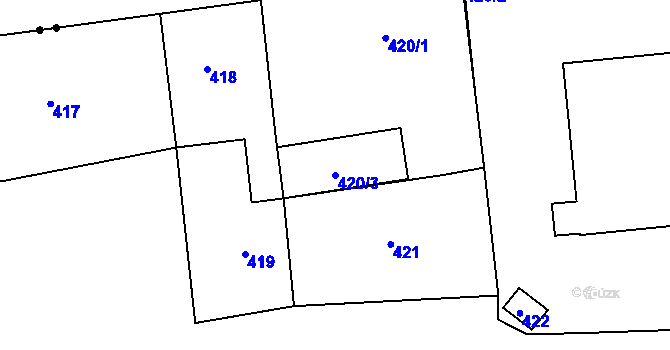 Parcela st. 420/3 v KÚ Stodůlky, Katastrální mapa