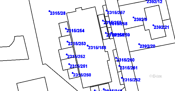 Parcela st. 2315/188 v KÚ Stodůlky, Katastrální mapa