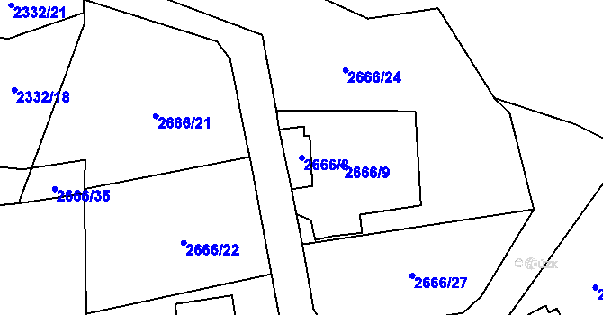 Parcela st. 2666/8 v KÚ Stodůlky, Katastrální mapa