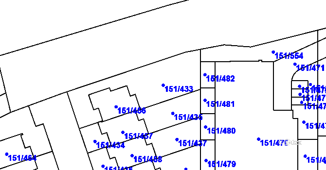 Parcela st. 151/433 v KÚ Stodůlky, Katastrální mapa