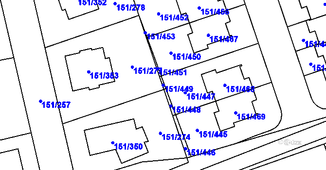 Parcela st. 151/449 v KÚ Stodůlky, Katastrální mapa