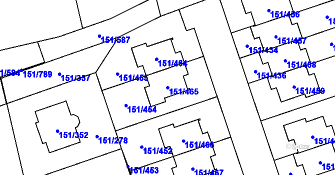 Parcela st. 151/465 v KÚ Stodůlky, Katastrální mapa