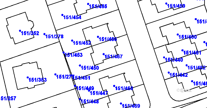 Parcela st. 151/467 v KÚ Stodůlky, Katastrální mapa